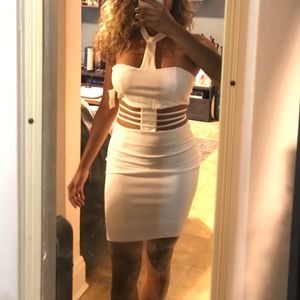 White Cut Out Fitted Dress (S)